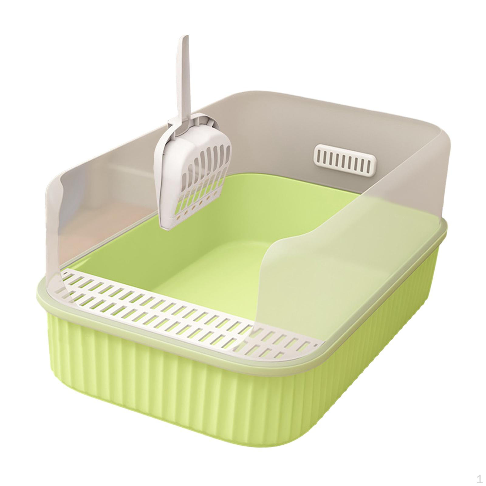 

Litter Pan Practical Open Top Kitten Box Anti Splashing Removable High Sides Large Cat Bedpan зелёный
