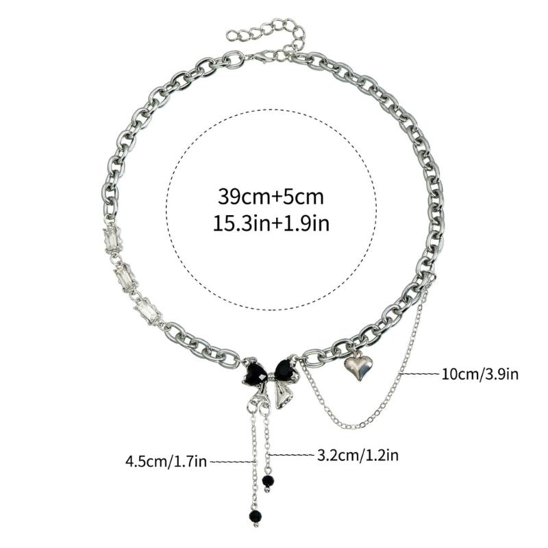 Bowknot Pendant Necklace Multifuntional Shimmering Neck Jewelry Alloy Texture Suitable for Everyday Wear and Parties