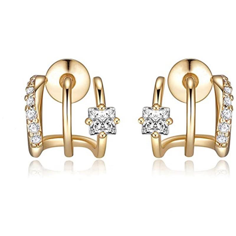 Trendy Princess CZ Claw-shape Stud Earrings for Women Simple Versatile Ear Piercing Accessories Fashion Jewelry Wholesale