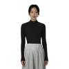 Anta Solid Color Stand Collar Raglan Long Sleeve Knit Sweater Women tops Black 162617403-3