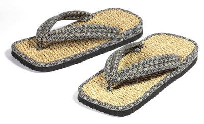 Tonya Aoki Main Casual Rope Geta Sandals for Hemp Leaf Pattern [Nenrin Lab] [Shichitoi Store] Men, (Large)