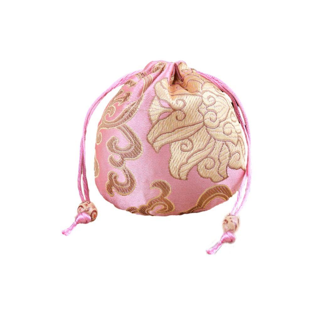 Chinese Style Embroidery Flower Drawstring Bag Jewelry Packing Bag Festive Sugar Bag  Daily