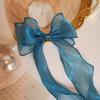 Sweet Chiffon Bow Hair Clips Girls Blue Shining Satin Bowknot Hair Clips Ribbon Bow Barrette Hairpin Grip Ponytail Clip Headwear