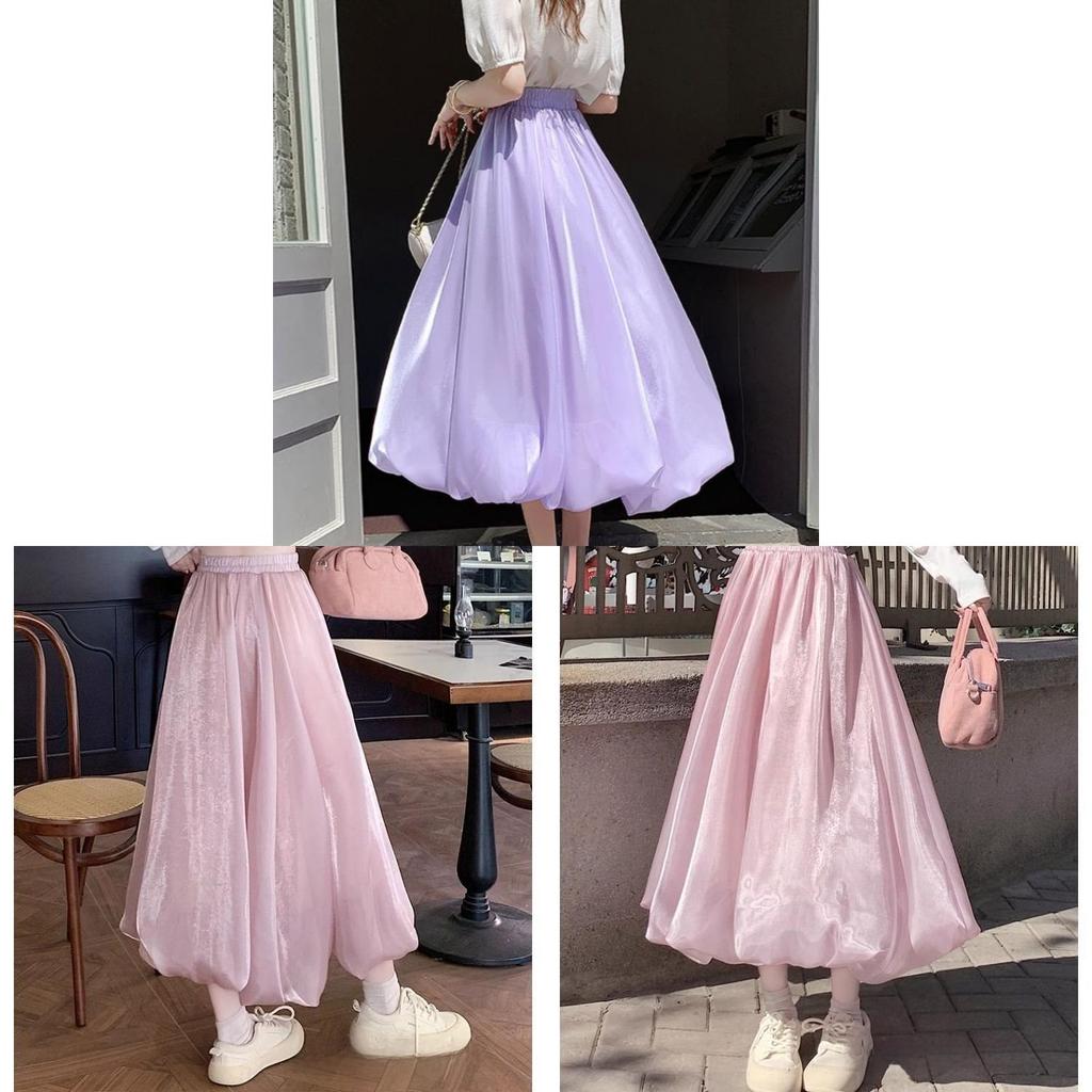 Sparkle Satin Midi Skirt With High Waist For Women Spring Summer Fashion