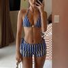New European and American Style Bikini Swimsuit Women's Split High-waisted Shorts Starfish Sequins Decorative Vacation Beach Swimming