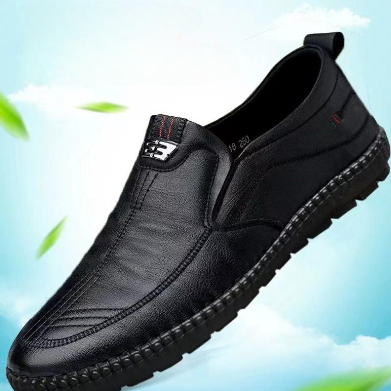 Men's Leather Shoes Soft Surface New Business Casual Shoes Middle-aged and Elderly Shoes Fashion Driving Peas Shoes