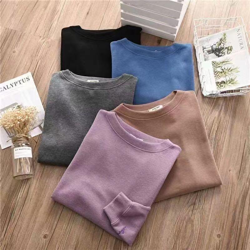 Sweatshirt for Women Cotton Oversize  Fleece Thickened Loose Round Neck Casual Pullover Long Sleeve Long Top Sweatshirt