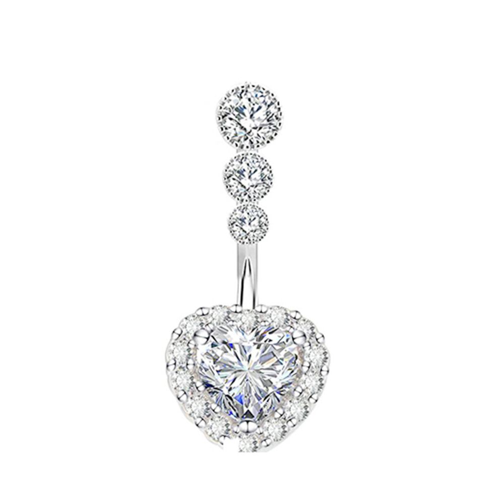 Women Clear Zircon Surgical Steel Belly Bars Body Piercing Jewelry Navel Rings Belly Button Rings