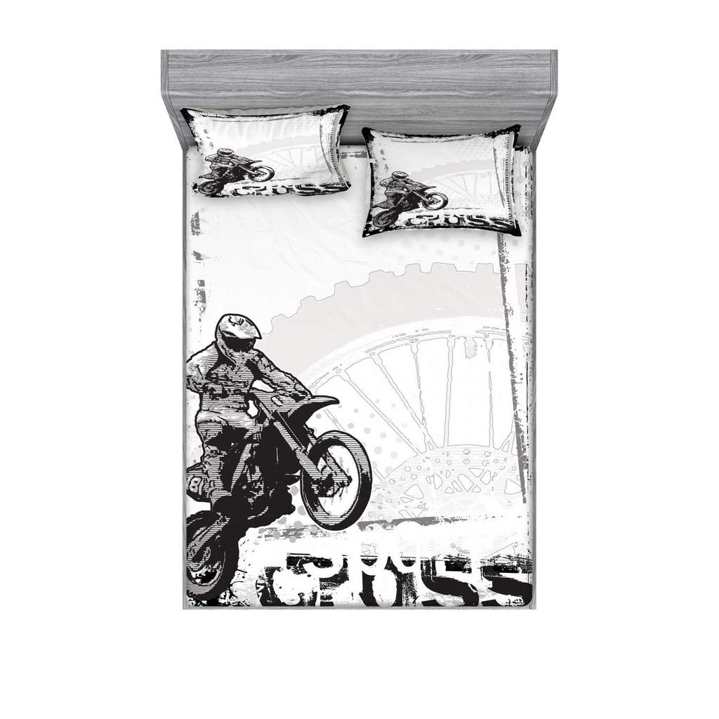 Motorcycle Duvet Cover Set for Boys Men Queen King Size Lightweight Down Room Decor 2 Pillowcases and 1 Duvet Cover No Comforter