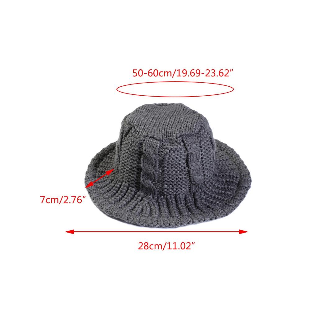Women Winter Cable Knit Bucket Hat Twist Pattern Solid Color Warm Fisherman Cap HOM