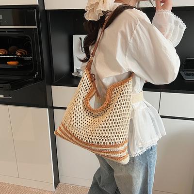 Commuter Vacation Straw Woven Bag Women's Spring New Shoulder Messenger Bag Hollow Woven Tote Bag