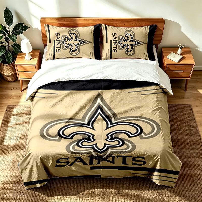 New Orleans Saints (19) Set da 3 pezzi adatto per camere da letto principali morbido e confortevole un regalo ideale per familiari e amici Include una copripiumino e tw