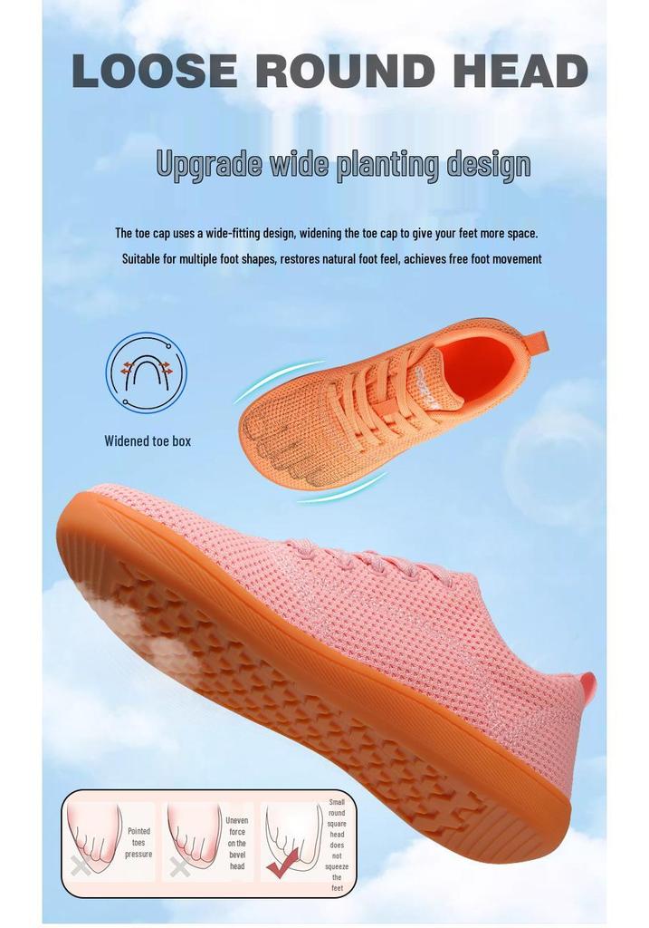 Unisex Wide-Toe Barefoot Shoes with Fly-Knit Upper and Soft Sole for Casual Walks