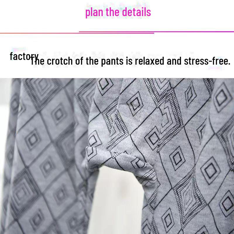 Men's Autumn Printed Trousers: Loose, Comfortable, and Elastic Polyester-Cotton for Middle-Aged and Elderly
