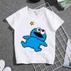 Summer Children's Boys' and Girls' T-shirt Street Popping Cartoon Cookie Monster Printed Children's