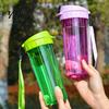 Cute Office Desktop Cup Transparent Water Cup, Portable Plastic Bottle, with Strap Reusable Handle, Clear Heat-resistant Drinkware, for School