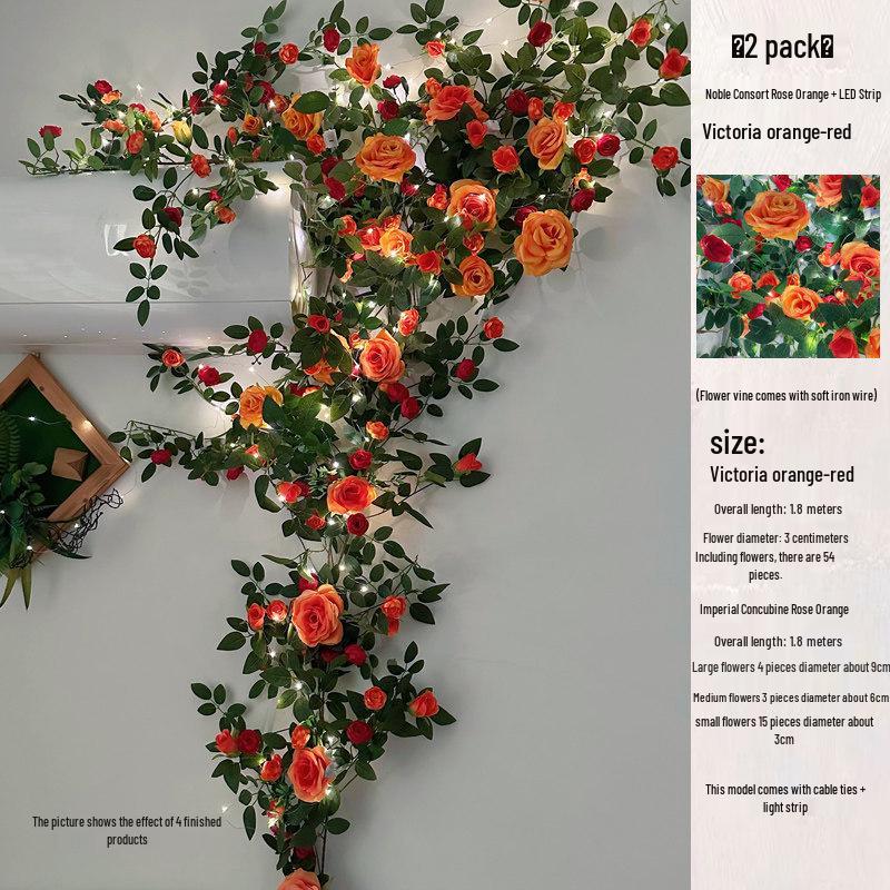 Rose Vine Artificial Flower Decor for Air Conditioner Pipes or Balcony Railings
