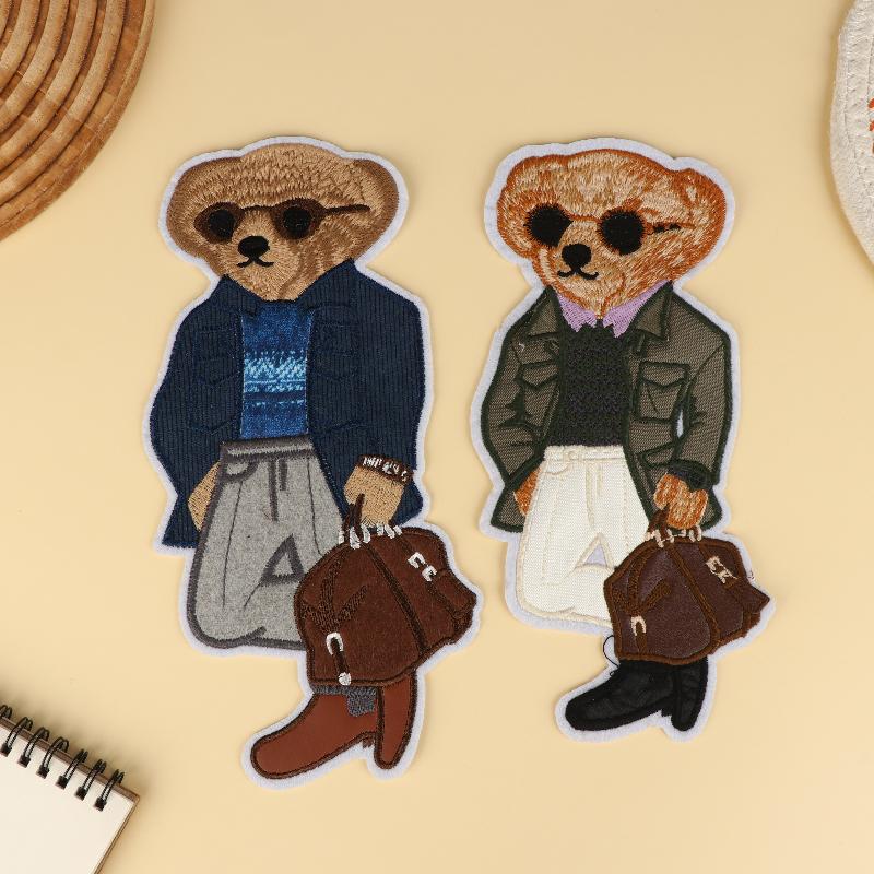 Large Bear Clothing Patch Hand Sewn Embroidery Patches Clothes Decoration Accessories Sewing Applique DIY Craft Backpack Textile