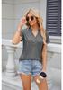 2025 Spring/Summer V-Neck Button Loose Short-Sleeve Solid Color T-shirt