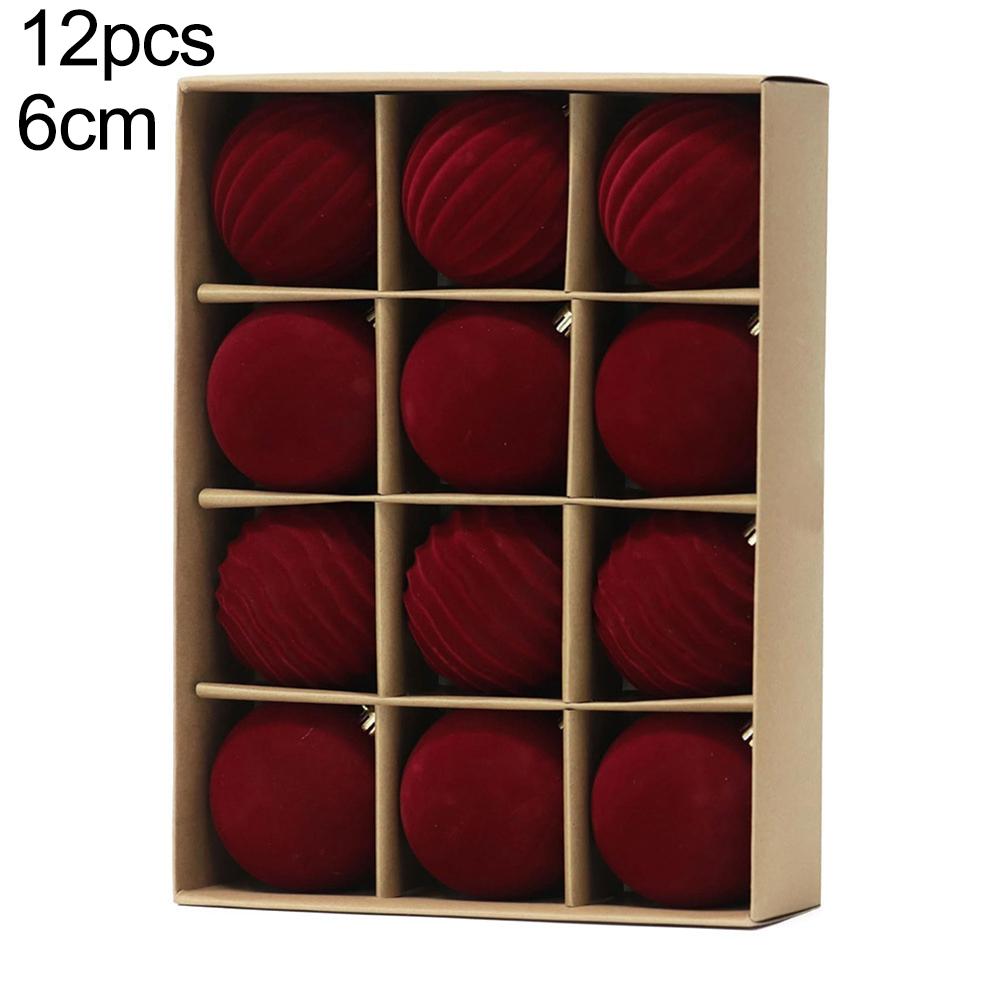 12pcs For Christmas Ball Ornaments with Flocked Texture Suitable for Hanging Decoration On Trees and Seasonal Creative Displays