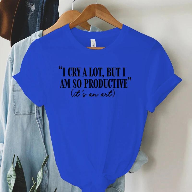 I Cry A Lot But I Am So Productive Tshirt Womens Mental Health Tshirt TTPD Music Positive Tops Tees Funny Letters Women Tshirt