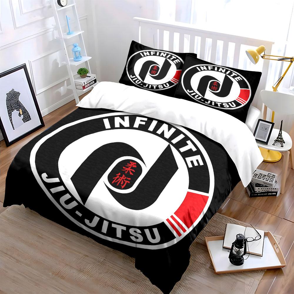 Kreisförmiges "Infinite Jiu-Jitsu" Logo. Bettwäsche-Sets Bettbezug-Sets Bettbezüge Kissenbezüge(1*Bettbezug 2*Kissenbezüge ohne Bettdecke)