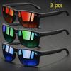 3 PCS Stylish Retro Square Sunglasses Male Female Fishing Driving Man Luxury Brand Design Sun Eyeglasses Anti-Glare Eyewear UV400