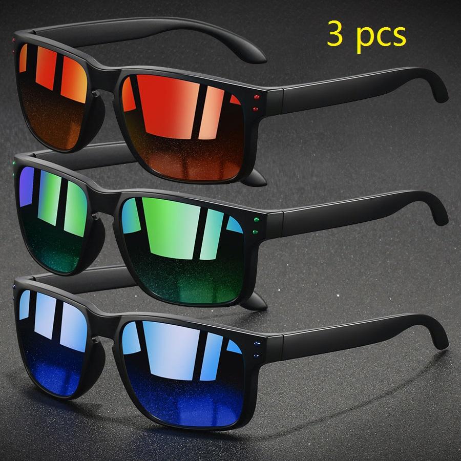3 PCS Stylish Retro Square Sunglasses Male Female Fishing Driving Man Luxury Brand Design Sun Eyeglasses Anti-Glare Eyewear UV400