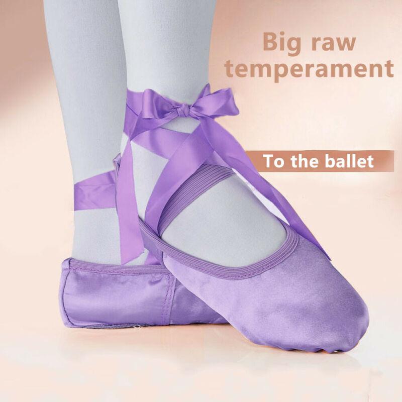 Tregren Kinder Mädchen BallettSchuhe Kleinkind Kleine Kinder Gymnastik Flats mit Band Geteilte Wildleder Sohle TanzSchuhe