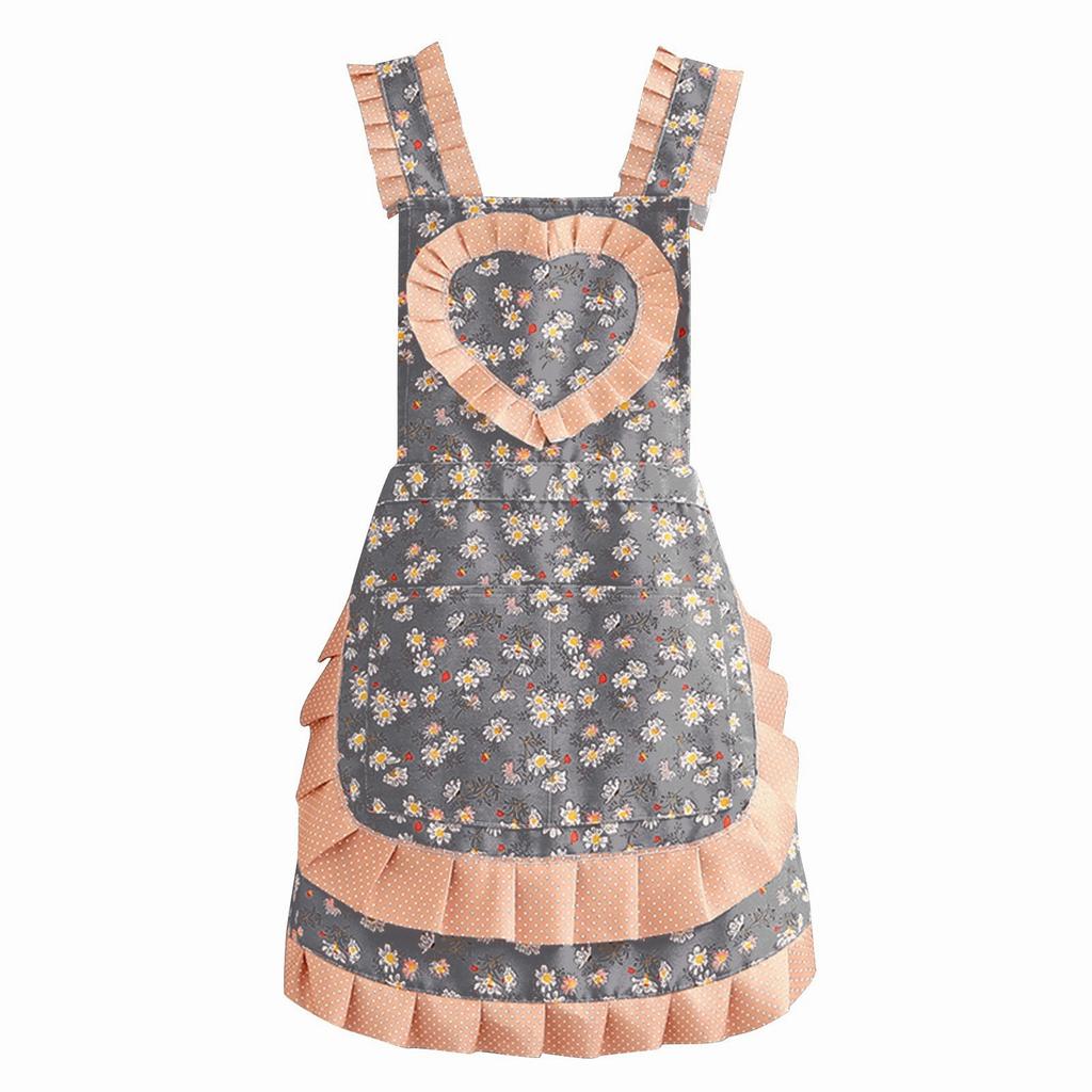 Home Aprons, Canvas Straps, Heart-shaped Floral Aprons