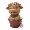 Highland Cattle Resin Statue Paper Roll Toilet Bathing Highland Cow Figurine
