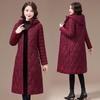 Kniehohe Daunenwattierte Jacke für Damen, Verdickter Westlicher Stil, Lockerer Wintermantel, Für Mütter mittleren Alters