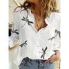 2025 Spring Autumn Women's Shirt Floral Graphics Blouse Lapel Neck Blouse Women Long Sleeve Shirts Womens Tops Female Clothing