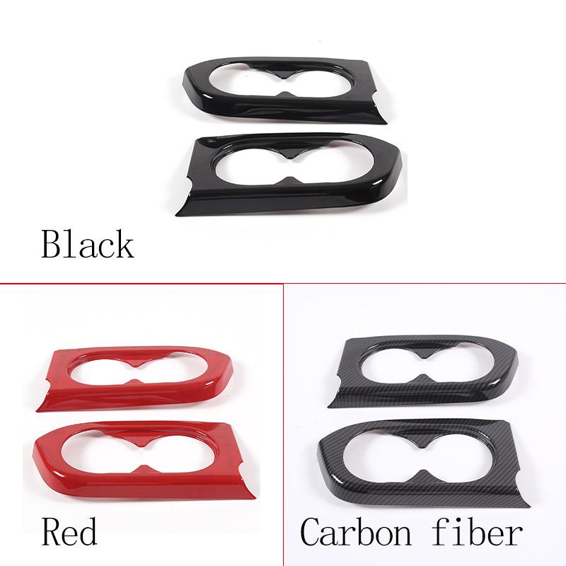 ABS Carbon Fiber /Red For Honda Pilot 2015- Car Rear Door Cup Holder Frame Cover Decorative Sticker Car Interior Accessories