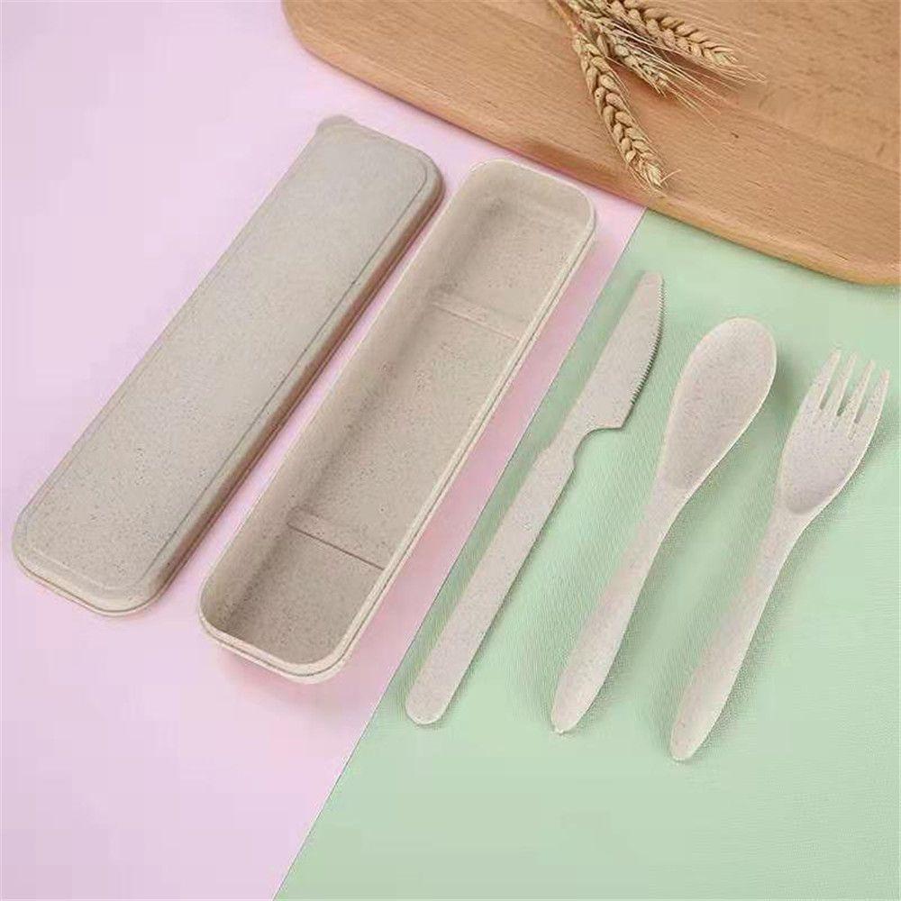 3PCS Outdoor Kitchen Supplies Cutlery Box Travel Cutlery Tableware Fork Spoon Dinnerware Sets