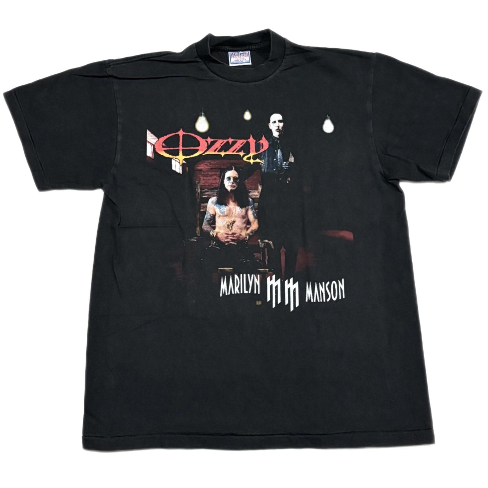 Vintage OZZY OBOURNE & MARILYN MANSON 2003 OZZFEST 90s Band XL T-Shirt REPRINT S
