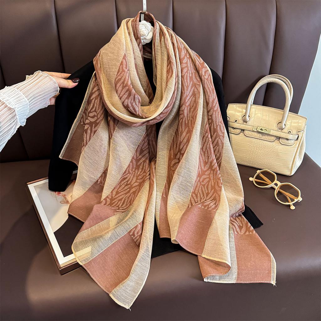 Luxury Long Scarf For Women Elegant Shawl Warps Ladies Hijab Neckerchief Soft Stain Retro Scarves For Travel Wear