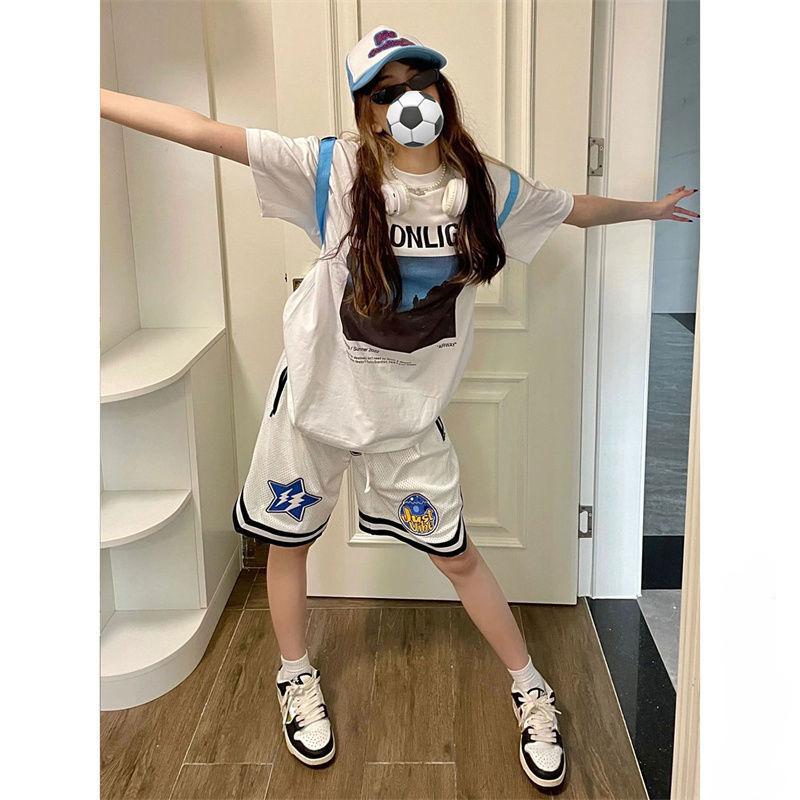 

Harajuku Y2k Женские спортивные шорты Летние спортивные шорты оверсайз с принтом Корейские уличная одежда Женские кавайные повседневные брюки