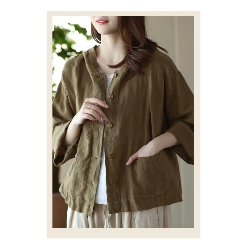 Jackets Women Vintage Loose Casual Solid All Match Spring Sunscreen Thin Breathable Japaneses Literary