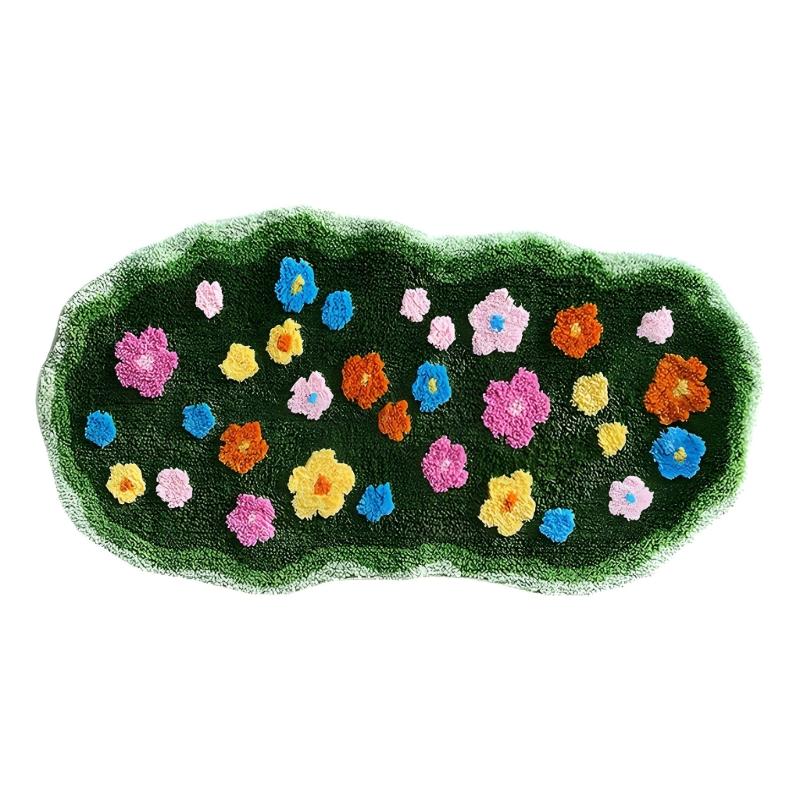 

Polyester Bathroom Carpet Features Beautiful Spring Floral Designs And Nonslip Base 50cmx100cm