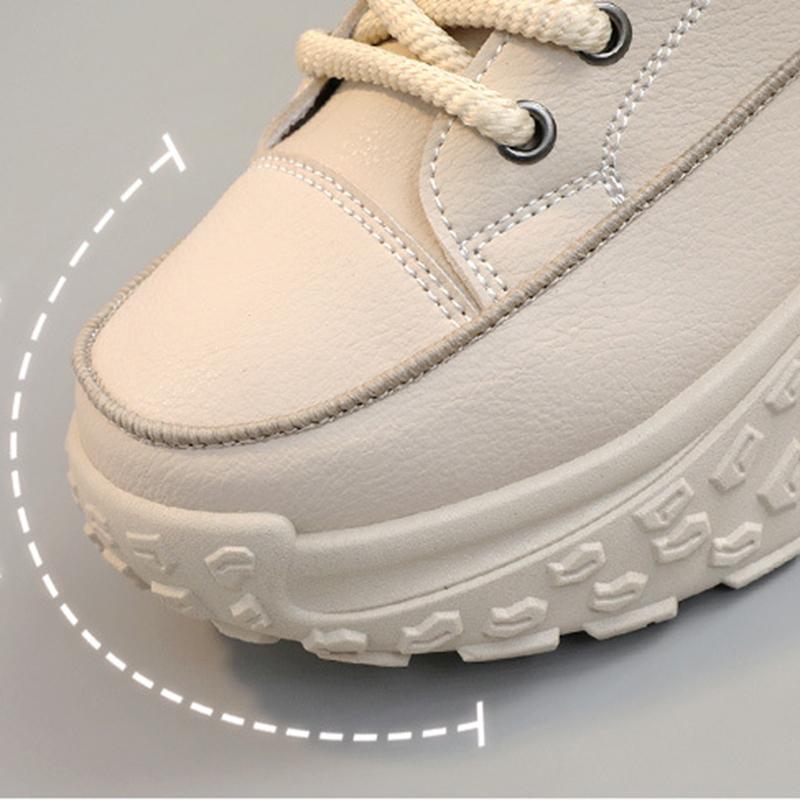 Vier Jahreszeiten High Top Schuhe für Damen, Schuhe mit runder Zehenpartie, Einzelschuhe mit dicker Sohle, Lässige Board-Schuhe mit Höhenvergrößerung, Warme und plüschige Schuhe