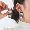 Luxury Rhinestone Square Pendant Earrings for Women Vintage Metal Irregular Geometric Statement Earrings Zircon 2026 New
