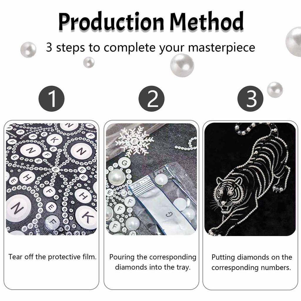 DIY Pearl Embroidery Diamond Painting Kit Majestic Tiger Sparkling Beads Art Craft Handmade Decoration Gift for Home