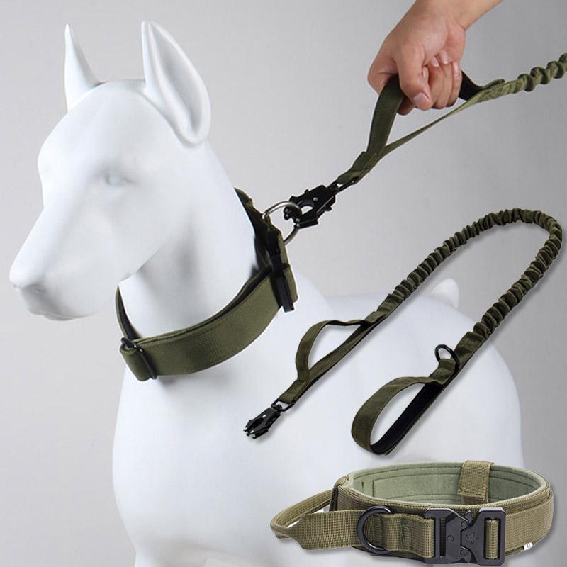 Tactical Dog Collar MilitaryAdjustable Nylon Lead Training Accessory Breakaway Leash Rope Large DogShepherd Training Accessories