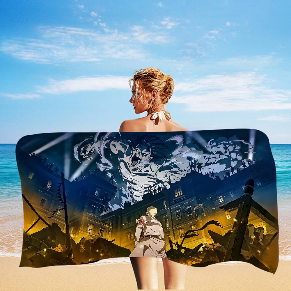 1pc Classic A-Attack O-On T-Titan Microfiber Beach Towel Absorbent Quick Dry Soft Yoga Swimming Resort Mountain Climbing Towel