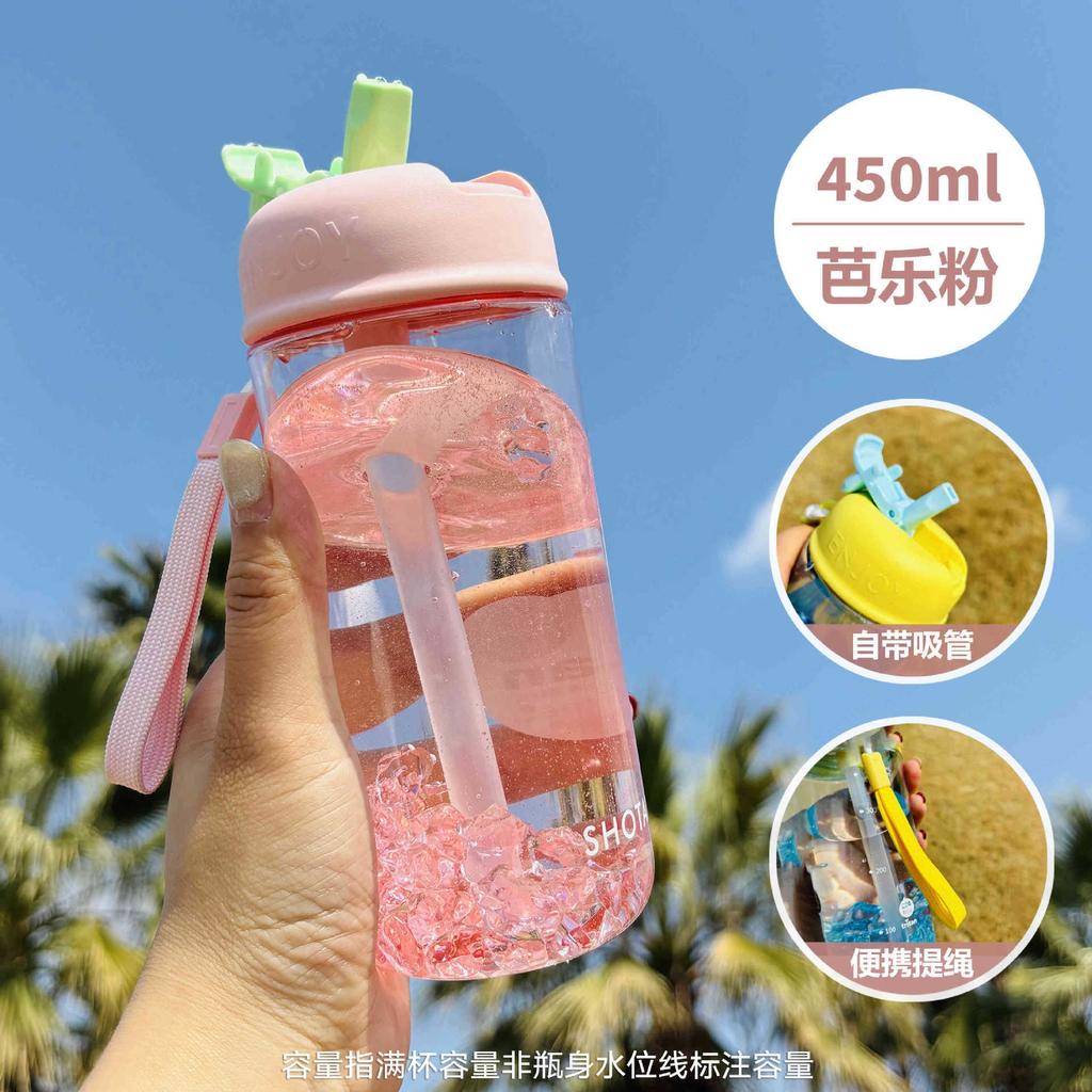 Small and portable water bottle Summer light luxury high-end cup Girls high value straw cup for school
