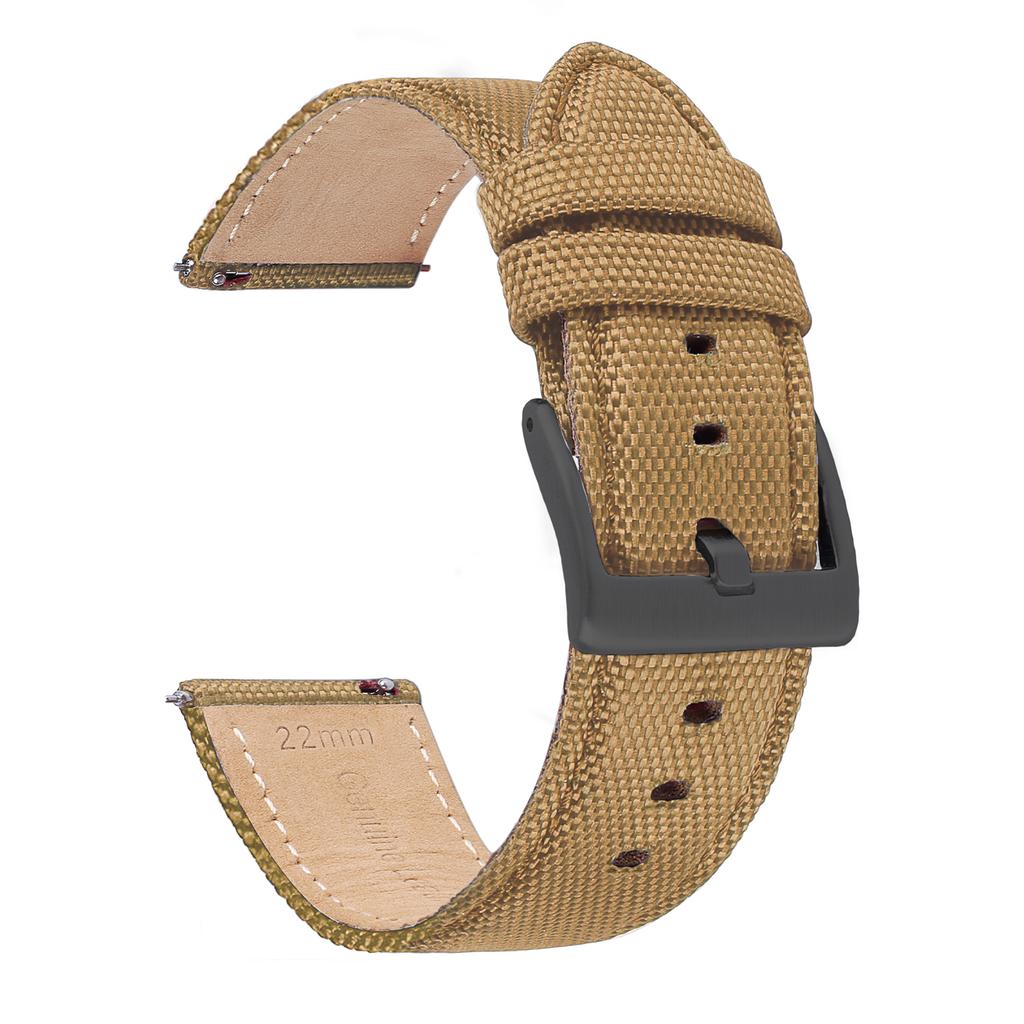 Genuine Leather Nylon Watch Band 20mm 22mm Quick Release Watch Strap for Military Rugged Thickened Ribbed Canvas Watchband Belt