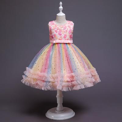 Baby Girl Dress Cute Colorful Heart Pattern Print Western Summer Dress Children's Princess Dress