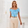 Spring Summer Casual Women'S Clothing Backless Solid Color One Shoulder Flower Decoration Sleeveless Tight Waist Collection Short Sleeved Top T-Shirt