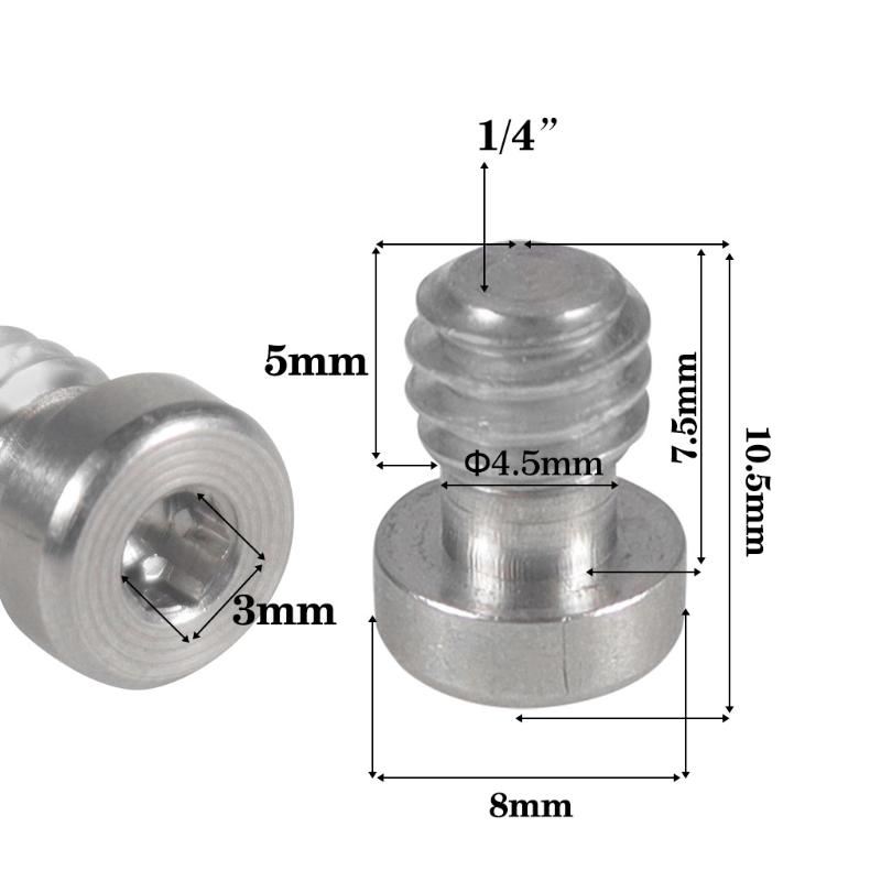 5 Stück 1/4" Edelstahlschraube 1/4-20 Gewindebolzen Anti-Lockerungs Kamera Befestigungsschraube Kamera Schnellwechselplatte Feststellschraube